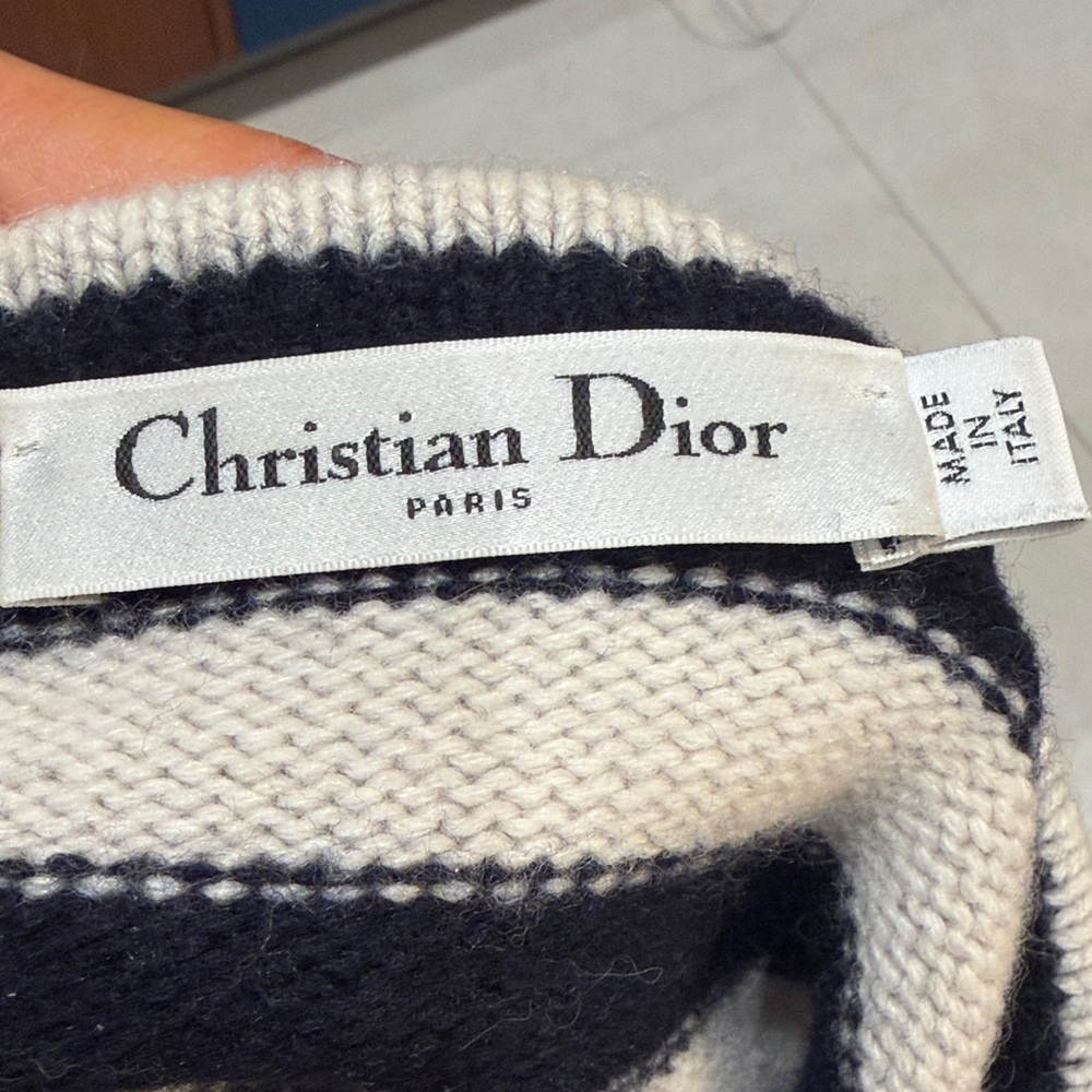 Dior Striped Sweater Dress - blue & white sz 4 50% wool and 50% cashmere - Picture 8 of 9